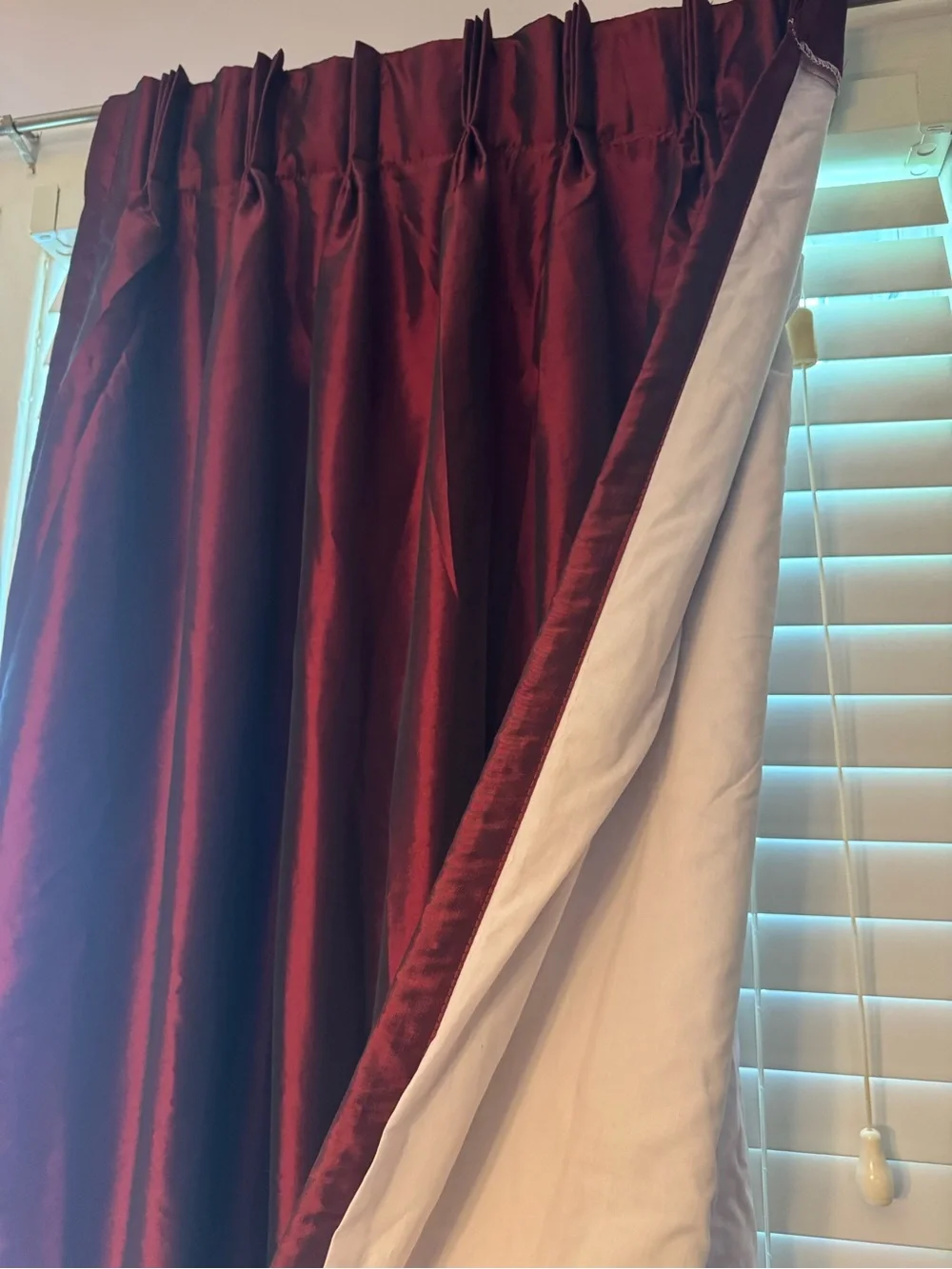 Curtains 96 Inch Length 1 Panels, burgundy Burgundy Satin